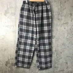 az321古着　チェックパンツ　パジャマパンツ　黒　グレー　90s Y2K