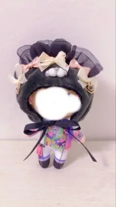 10-14cm ぬい服　かぶり物　【黒色　うさぎさん】