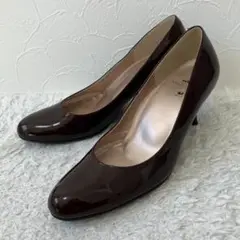 美品✨ワコール サクセスウォーク パンプス エナメル ブラウン 茶色 24.5㎝