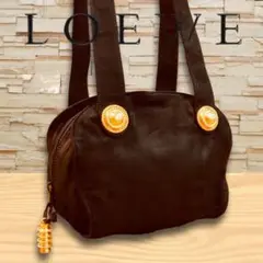 LOEWE ロエベ ゴールド金具 ベロア ショルダーバッグ 斜め掛けポーチ 黒