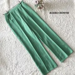 ロデオクラウンズ グリーンパンツ F ゴムウエスト ポリ綿 楽ちん