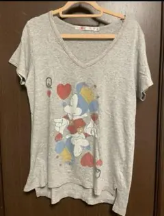 UNIQLO ミッキーマウス VネックTシャツ グレー