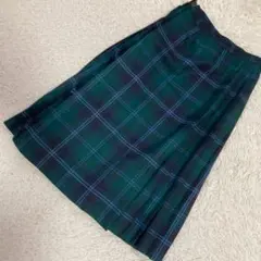 Aquascutum チェック柄ラップスカート グリーン F 清楚 ナチュラル