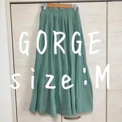 GORGE ゴージ　プリーツスカート ロング　ウエストゴム 無地　緑　青　水色