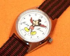 ディズニータイムSEIKO ミッキーマウス 手巻き時計 赤手袋　稼働品ビンテージ
