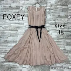 【良品】フォクシーニューヨーク★シフォンロングワンピース　リボン　ペチコート付き