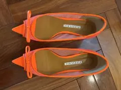 PIPPICHIC オレンジ メッシュ フラットシューズ