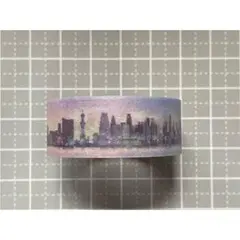パステルカラー都市シルエットマスキングテープ