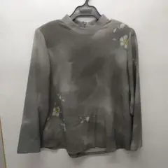 詩仙堂 グレー柄ブラウス