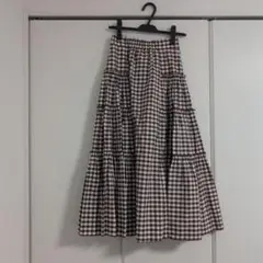 COEL ギンガムチェックスカート　ブラウン