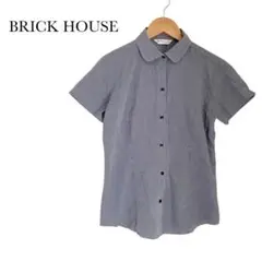 BRICK HOUSE ブリックハウス　ギンガムチェック半袖シャツ　ネイビーx白