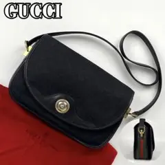 美品■グッチ ショルダーバッグ シェリーライン GG柄 プッシュロック ブラック
