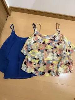 花柄・青 シフォンキャミセット