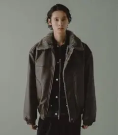 camphorwoodフェイクレザーファーリバーシブルフライトジャケットブラウン