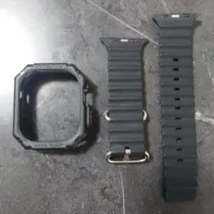 Apple Watch 用 ブラック シリコンバンド&ケース　49mm