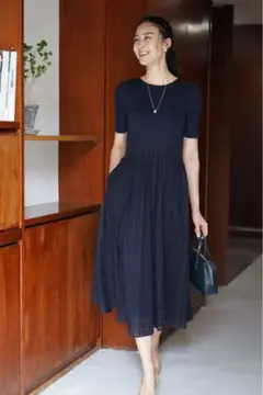 VIRINA リブドッキングワンピース　ネイビー