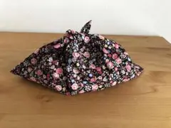 148.あずま袋　小花ローズ　ブラック