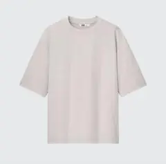 ユニクロU エアリズムコットンオーバーサイズTシャツ/5分袖　メンズXL ピンク