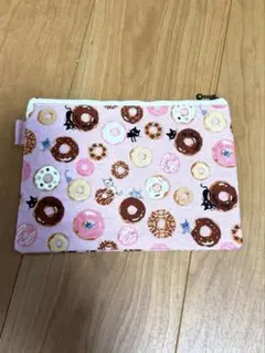 ハンドメイド　猫ポーチ　ドーナッツ　ピンク
