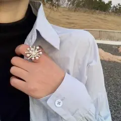 l39☆即日発送☆シルバー パール ゴージャス★キラキラ リング☆指輪 K22