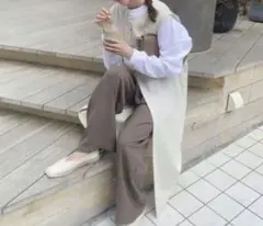 ロングジレ　ベスト　ワンピース
