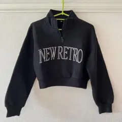 GU NEW RETRO クロップドトレーナー ティーンサイズM ブラック