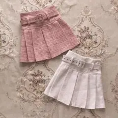 meltie ピンク プリーツスカート ベルト付き インナーパンツ付き