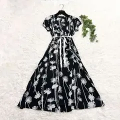 希少デザイン 大きいサイズ ローラアシュレイ ストレッチワンピース シック 白黒