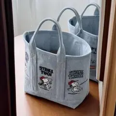$大人気再入荷★スヌーピー刺繍デニムトートバッグ　野球 ベースボール