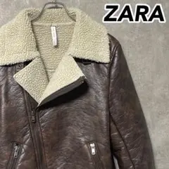 ZARA MAN ザラ ボア フェイクレザー ダブル ライダースジャケット