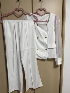 ホワイト シースルー袖 セットアップ