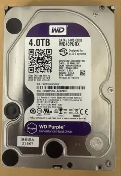 WD Purple 4TB HDD サーベイランスハードドライブ