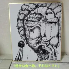 ボールペン画　原画『苦手な食べ物…それはトマト』18✕21cm