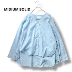 MIDIUMISOLID ノーカラー Vネック バックタック　コットンブラウス