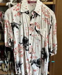黒豹柄　半袖シャツ　ヒョウ柄　L 綿