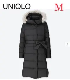 【美品】UNIQLO ユニクロ ロングダウンコート フードu0026ファー付 黒