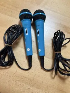 青い有線マイク 2本セット