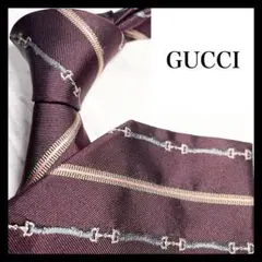 極美品‼️ネクタイ GUCCI インターロック ストライプ GG シルク100%