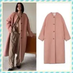clane COLLORLESS WOOL COCOON COAT
