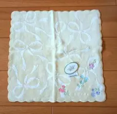 TOCCA リボン×花模様 タオルハンカチ イエロー
