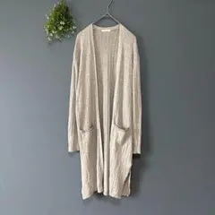 グラシア［M］美品　なめらか素材　体型カバー 長袖ロングリブカーディガン　羽織り