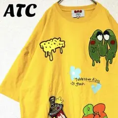ATC Tシャツ 半袖 刺繍 ストリート ユニセックス ユニーク L 黄色