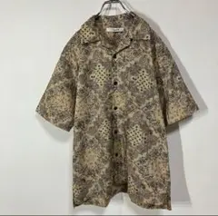 【半袖シャツ　ペイズリー　パターン柄デザイン　開襟　スクエアカット　古着】