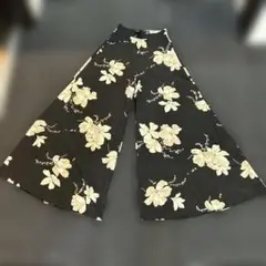 花柄 ガウチョパンツ 黒