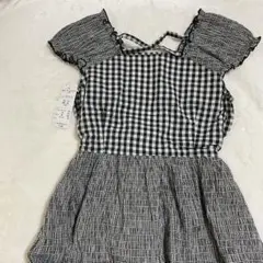 【キッズ】新品/未使用品　ワンピース　夏用　黒　ギンガムチェック