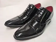 7cm UP シークレット レースアップ エナメルシューズ ブラック