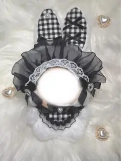 ⟡ ちびぐるみ ぬい服 ホワイト×ブラック うさ耳 ⟡