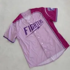 北海道日本ハムファイターズ ユニフォーム 紫 ピンク 半袖 ボタン サイズF