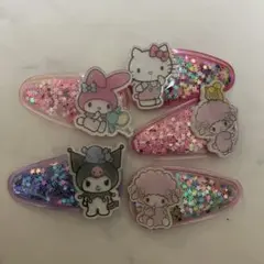キャラクター付きグリッター ヘアクリップセット