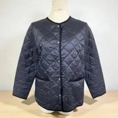美品！7-IDconcept. ノーカラーキルティングジャケット【40】ネイビー